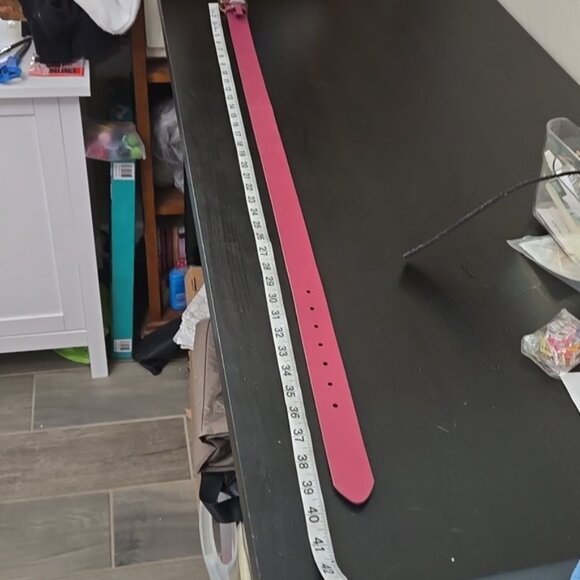 Treasure & Bond Pink and Gold Belt Accessory Richly Dyed Leather Size Small - Picture 9 of 10